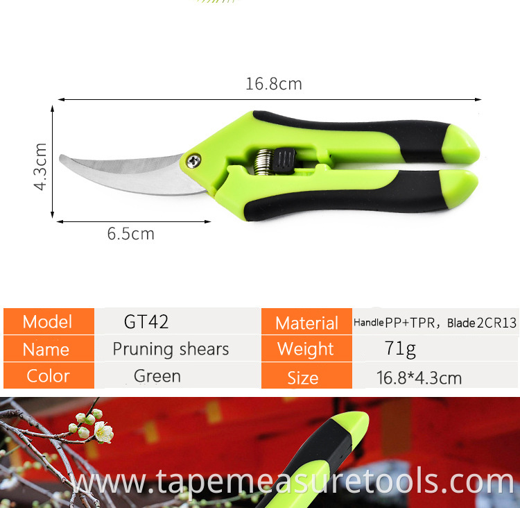 Curved blade head gardening scissors garden pruning shears non-slip labor-saving branch shears good quality scissors